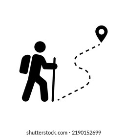Hiking men icon. Travel concept