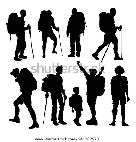  Hiking men multiple silhouettes of hikers