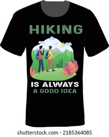 Hiking mountain with friend. vector t-shirt design.