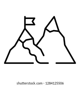 Hiking mountain icon. Outline hiking mountain vector icon for web design isolated on white background