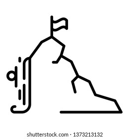 Hiking mountain icon. Outline hiking mountain vector icon for web design isolated on white background