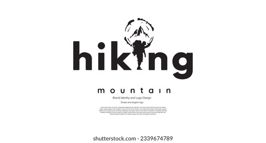 hiking mountain logo design for company brand and identity