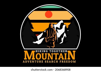 hiking mountain retro silhouette design