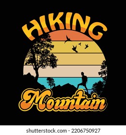 Hiking Mountain retro T shirt design 