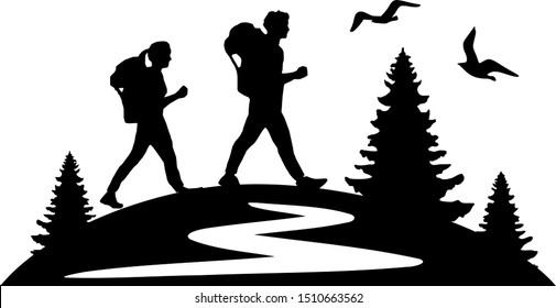 Hiking Mountain Skyline Landscape Vector