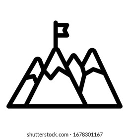 Hiking mountain target icon. Outline hiking mountain target vector icon for web design isolated on white background
