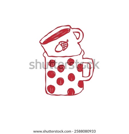A hiking mug. cup doodle style  vector illustration in vintage style isolated on white background
