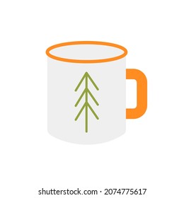 Hiking mug, vector illustration in flat style.