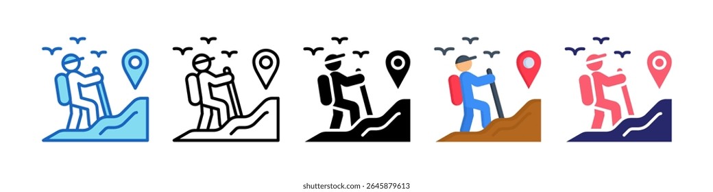 Hiking Multiple Style Icon Set Collection.