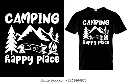 Hiking is my happy place- Hiking T-shirt, T-shirt Design, Hiking labels, badges, vector illustration, Poster, Custom T-shirt design, Trendy T-shirt Design.