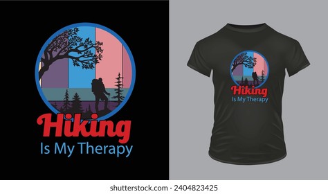 Hiking Is My Therapy funny Classic T-Shirt Design 