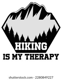 Hiking is my therapy T-shirt design.