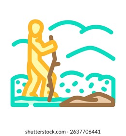 hiking nature trails spring color icon vector. hiking nature trails spring sign. isolated symbol illustration
