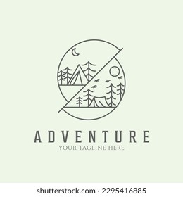 hiking outdoor line art minimalist design illustration icon camp