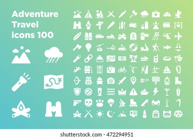 hiking and outdoors icons, vector illustration