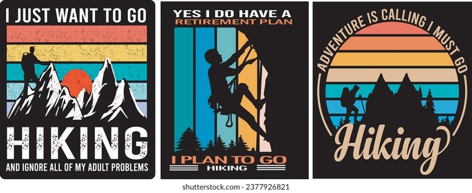 Hiking Outdoors T shirt design bundle image .