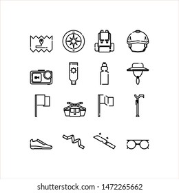 Hiking outline icon set. Vector icon.