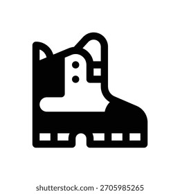 Senderismo. Icono de Vector de trazo delineado con detalles rellenos de negro.