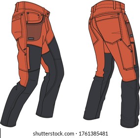 Hiking pants garment flats for fashion illustration