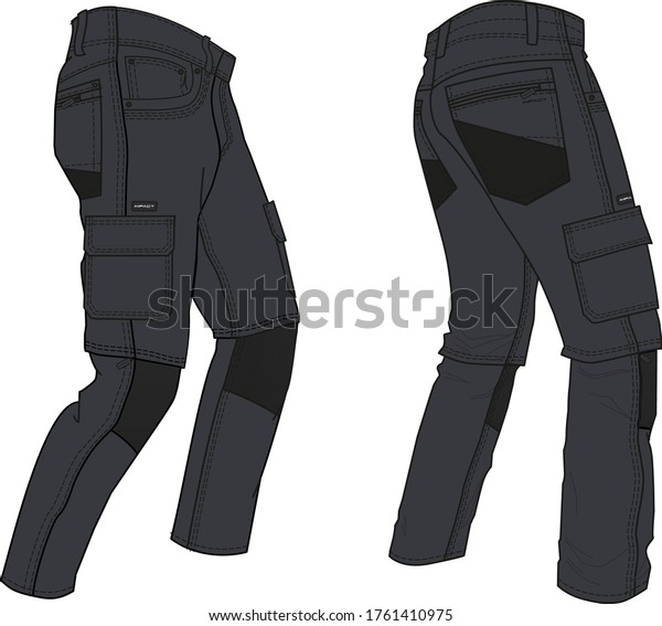 Hiking Pants Garment Flats Fashion Illustration Stock Vector (Royalty ...