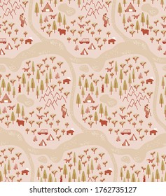 Patrón de senderismo sin fisuras. Serie textil y de papel de decoración