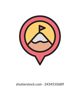 Hiking Peak Point Icon Vector Illustration