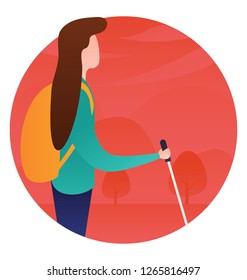 Hiking person flat rounded icon design