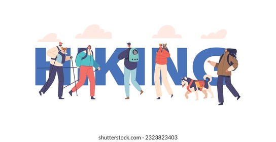 Hiking with Pets Concept. Adventurous Characters Enjoying The Great Outdoors, Accompanied By Their Beloved Pets