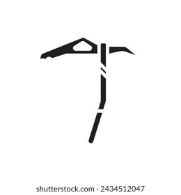 Hiking Pickaxe Filled Icon Vector Illustration