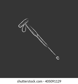 Hiking pole. Drawn in chalk icon.