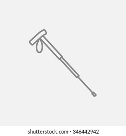 Hiking pole line icon for web, mobile and infographics. Vector dark grey icon isolated on light grey background.