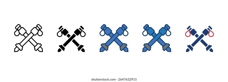 Hiking Poles Icon Set Multiple Style Collection