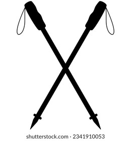 hiking poles, mountain camping elements, glyph design 