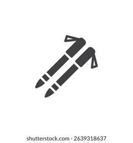 Hiking poles vector icon. filled flat sign for mobile concept and web design. Trekking Poles glyph icon. Symbol, logo illustration. Vector graphics
