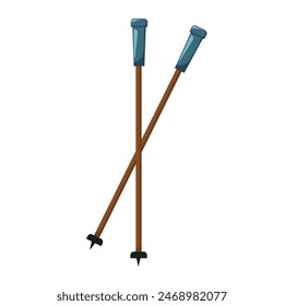 Hiking poles vector illustration in flat style, isolated on white background. Hiking, active lifestyle.