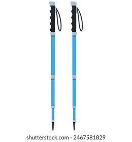 Hiking poles for women vector cartoon illustration isolated on a white background.