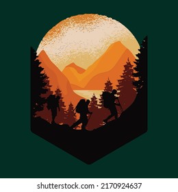 Hiking printable vector design for commercial use