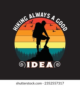 Hiking retro T shirt design graphic