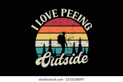 Hiking retro vintage adventure wild nature t-shirt design. EPS-10.