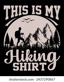 Hiking retro vintage badge, emblem logo, silhouette art, and t-shirt design