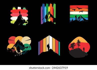 Hiking retro vintage bundle t-shirt design, The Ultimate Hiking T-Shirt Collection, Top Picks for Hiking T-Shirts, Unleash Your Adventure with Hiking T-Shirts, 