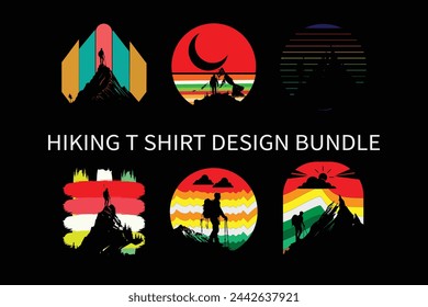 Hiking retro vintage bundle t-shirt design, The Ultimate Hiking T-Shirt Collection, Top Picks for Hiking T-Shirts, Unleash Your Adventure with Hiking T-Shirts, 