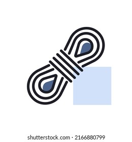 Icono aislado del vector de la cuerda de senderismo. Señal de campamento. Símbolo gráfico del sitio web de viajes y turismo y diseño de aplicaciones, logotipo, aplicación, interfaz de usuario