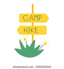 Hiking route sign. Vector illustration