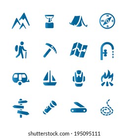 Hiking set icons Content: eps ver.10, ai cs4 vector, high-res rgb jpg. Vector files contains separate layers.