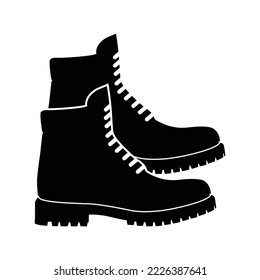 Hiking shoe walking boot icon | Black Vector illustration |