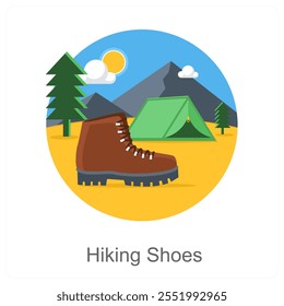 Hiking Shoes and boots icon concept