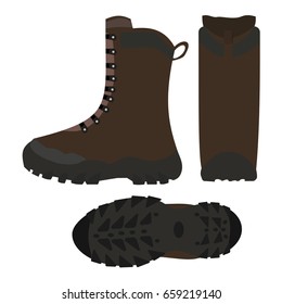 Hiking shoes, boots, vector illustration, isolated on white background