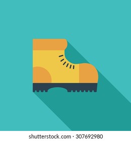 Hiking shoes icon. Flat vector related icon with long shadow for web and mobile applications. It can be used as - logo, pictogram, icon, infographic element. Vector Illustration.