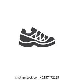 Hiking shoes vector icon. filled flat sign for mobile concept and web design. Hiking boot glyph icon. Symbol, logo illustration. Vector graphics